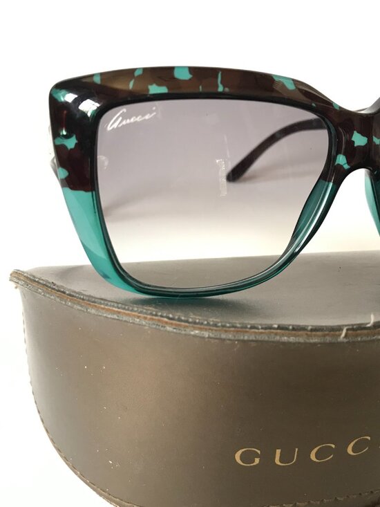 Gucci Oversized Cat Eye Sunglasses Womens Brown Turquoise GG 3585/S Gradient main image 10